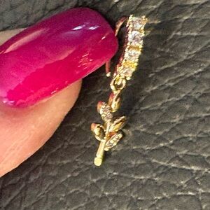 Nose Ring- Copper Zirconia Flower, Nose Ring Gold Tone with sparkling Zirconias